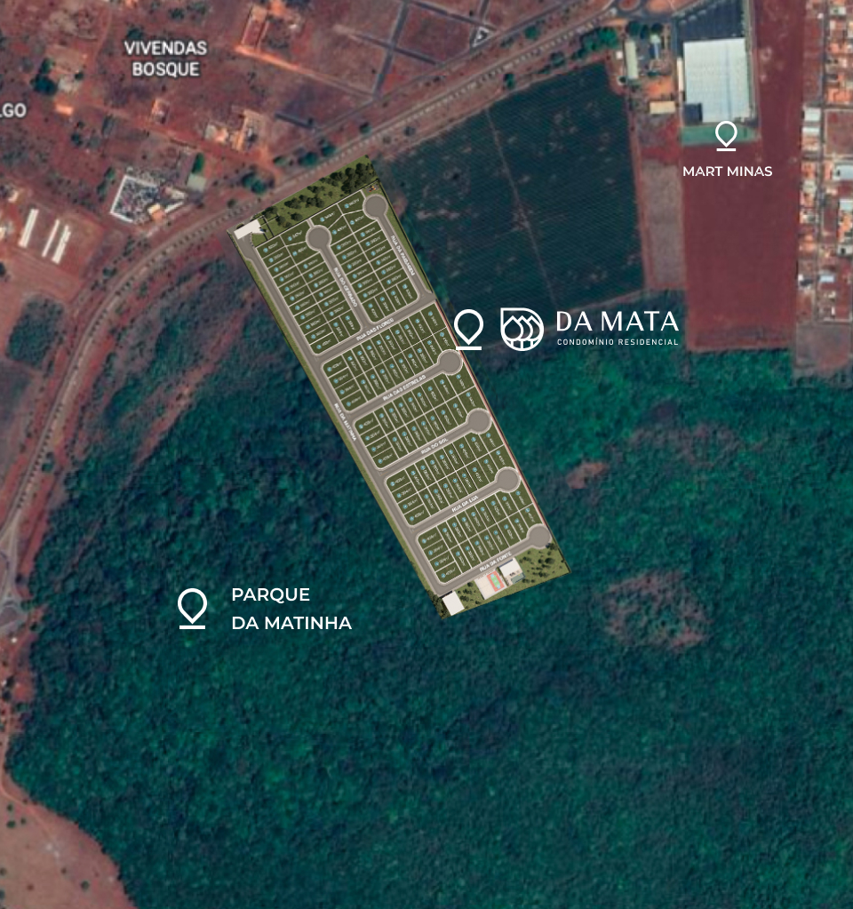 Visão aérea da área do condomínio